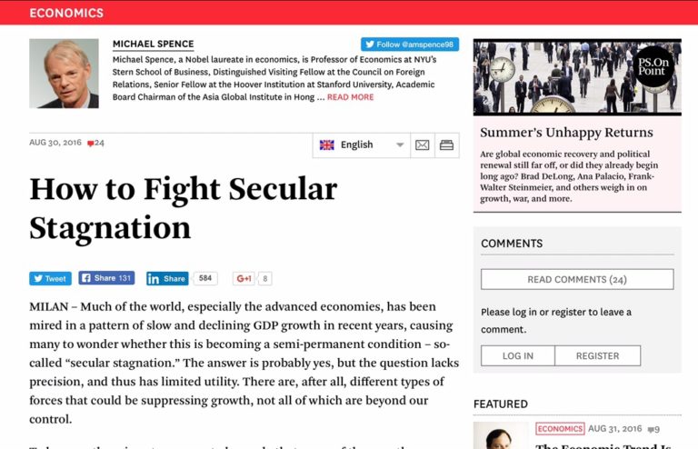 如何對抗Secular Stagnation – Michael Spence