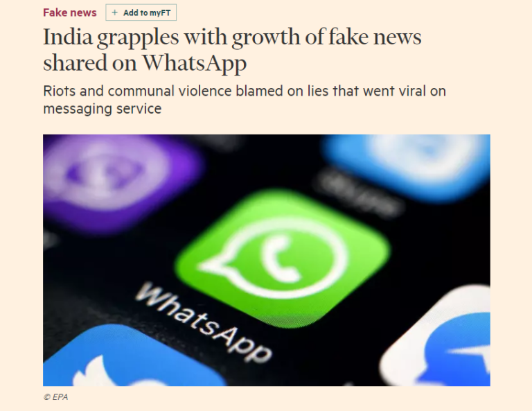 India grapples with growth of fake news shared on WhatsApp