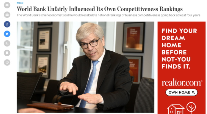 世銀營商環境排名計法有問題 Paul Romer指要重計