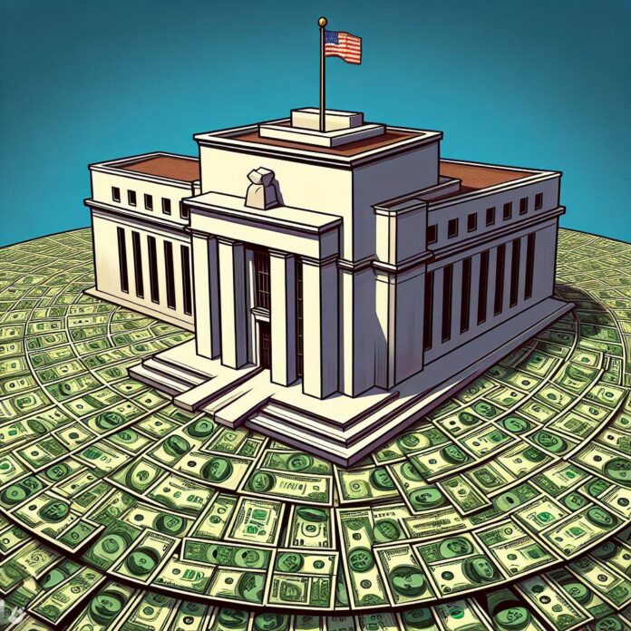 Federal Reserve on Floor made with US dollar bills