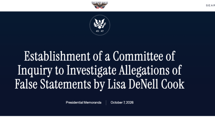 Establishment of a Committee of Inquiry to Investigate Allegations of False Statements by Lisa DeNell Cook screen cap